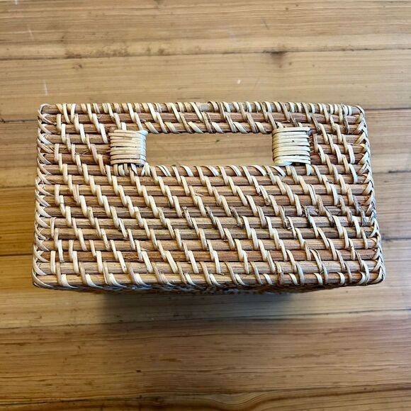 Container Store Rattan Cube with Handles Natural. - Picture 2 of 8